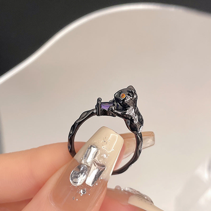 Wholesale Dark Purple Zirconia Open Ring Adjustable Rings ACC-RS-JiuHao011