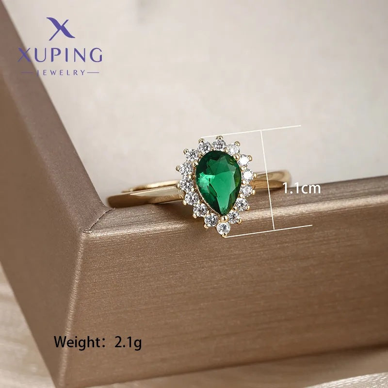 Wholesale Alloy Electroplated Ring with Drop-Shaped Gemstone,  Fashion Jewelry Accessory for Women