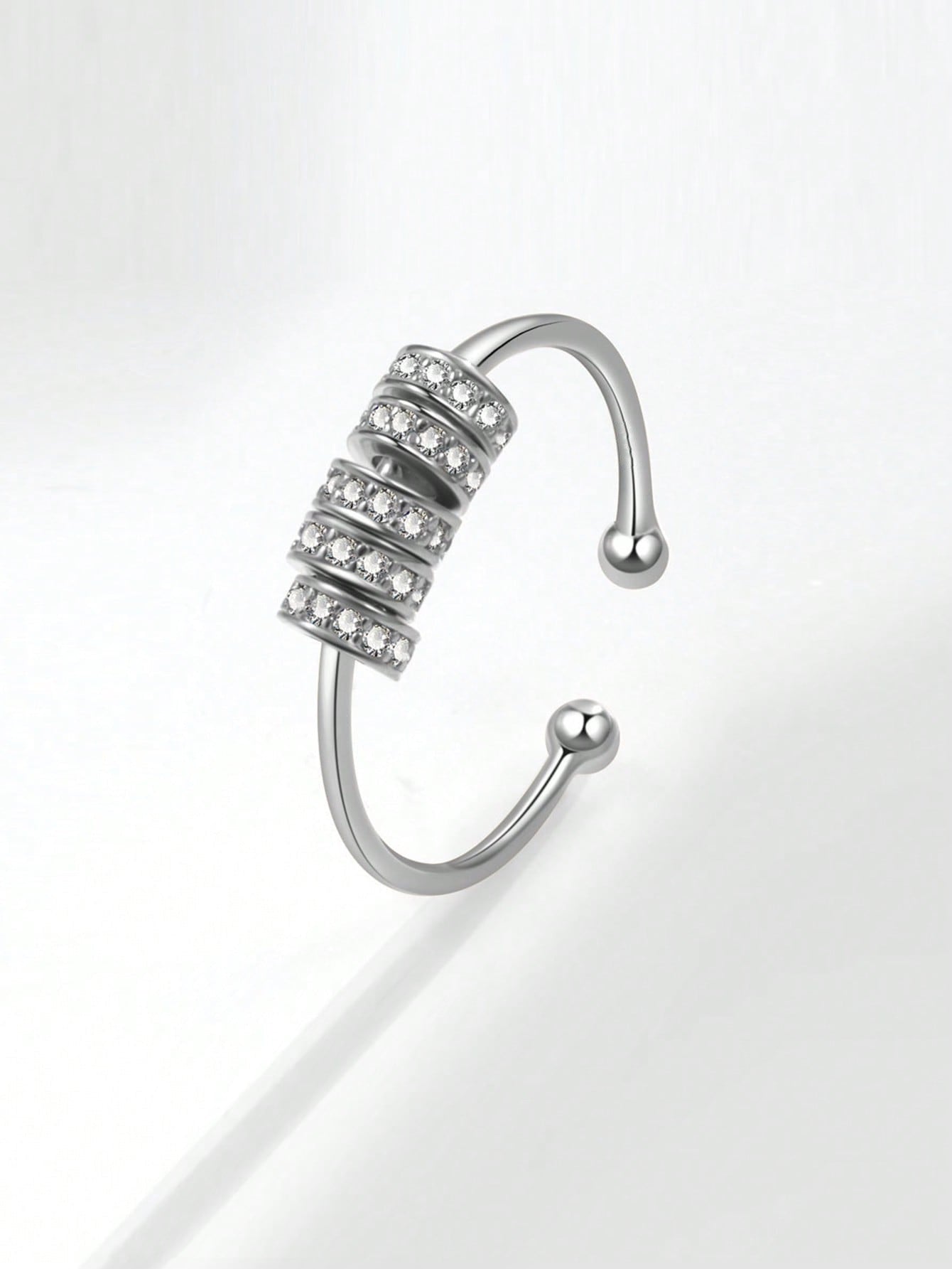 Wholesale  Sliding Bead Micro-Inlaid Colored Zirconium Ring