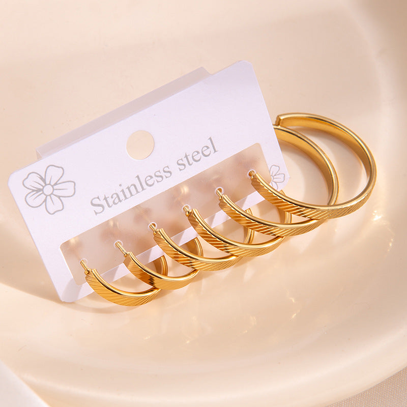 Wholesale Minimalist Gold-Plated Stainless Steel Hoop Earrings,  Trendy Jewelry Accessory