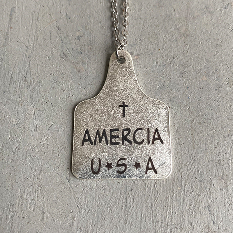 Wholesale 3pcs Western Denim Necklace Vintage Lettering  Necklace