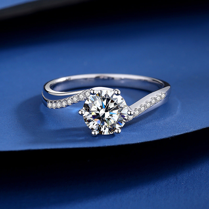 Wholesale s925 sterling silver open moissanite  adjustable ring