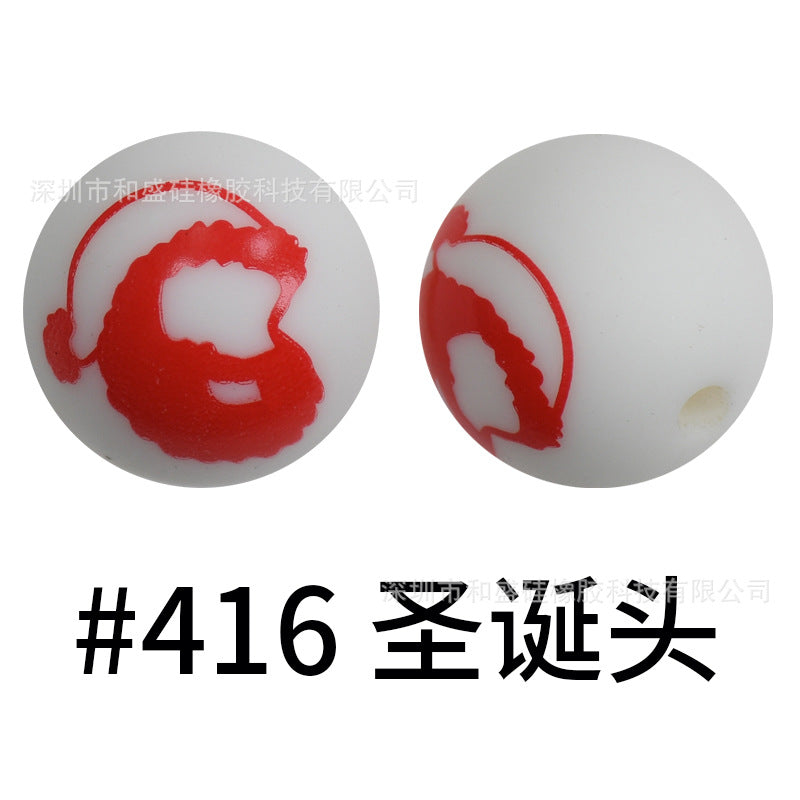 Wholesale 50pcs 15mm Western Style Leopard Skull Color Aztec Printed Silicone Balls Beads ACC-BDS-HeSheng002