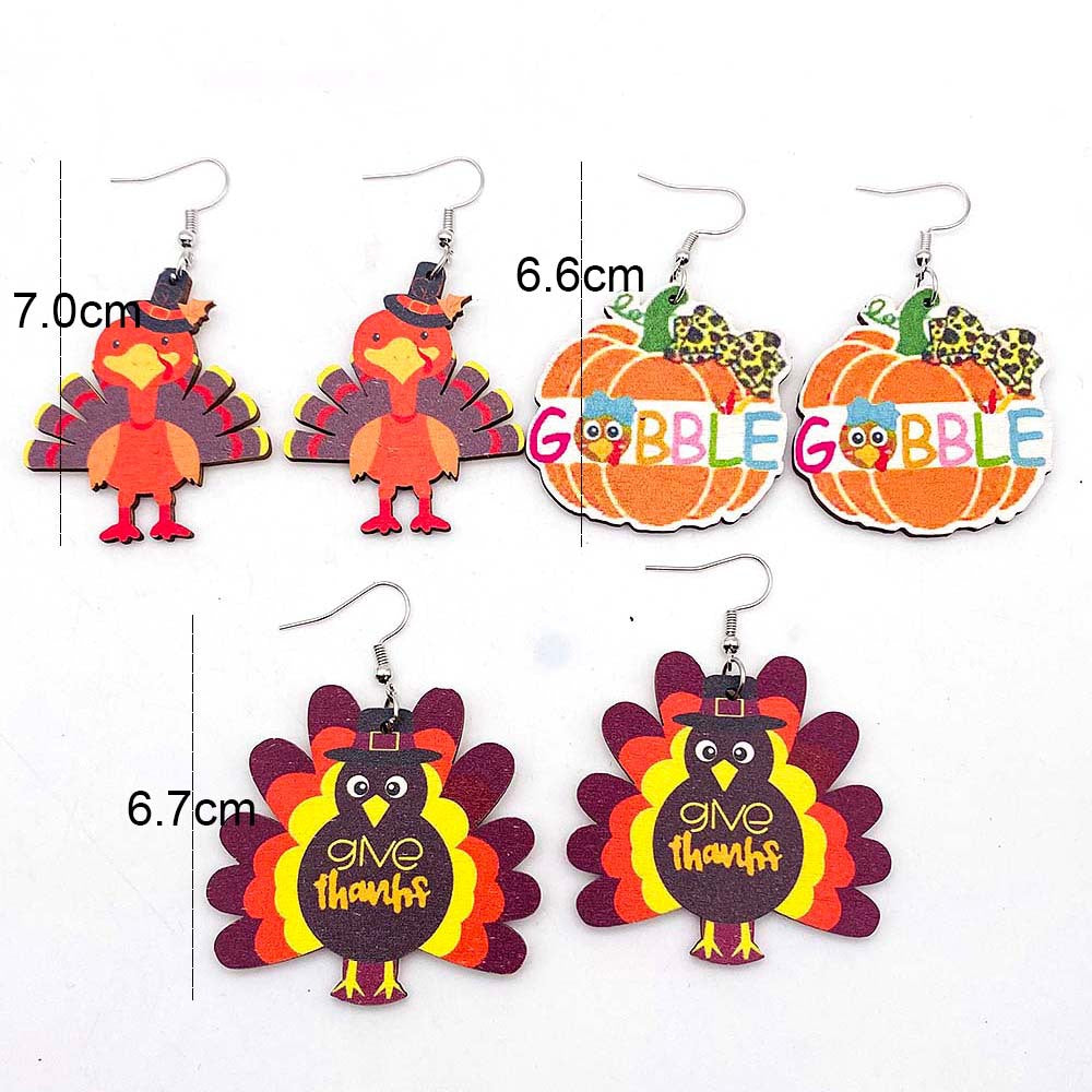 Pendientes de madera de madera colgante de pavo de Autumning Autumn de Autumn Turquía