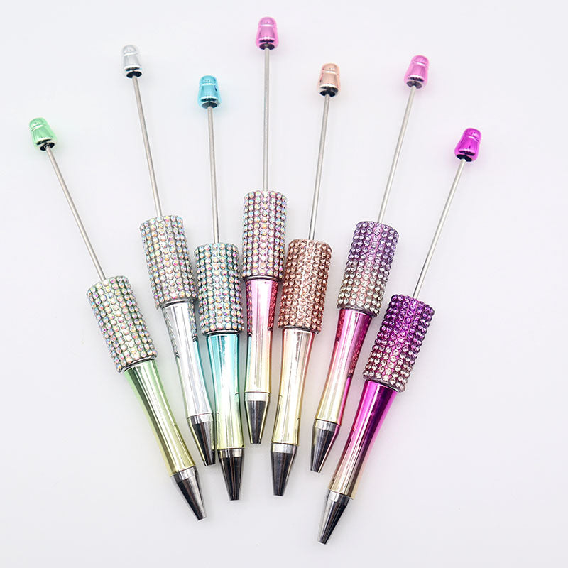 Wholesale Beadable Pens Colorful Rhinestone Beaded Pen AB Color Diamond Gradient UV Plating Pen ACC-PN-CY006