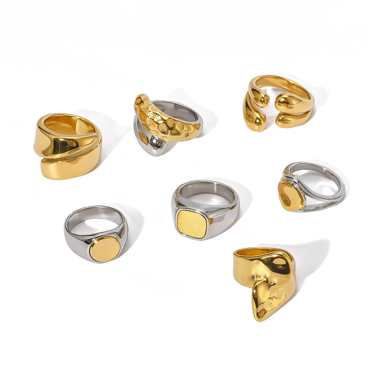 Wholesale Gold Steel Color Matching Cast Stainless Steel Plated 18k Gold Rings ACC-RS-XinY014