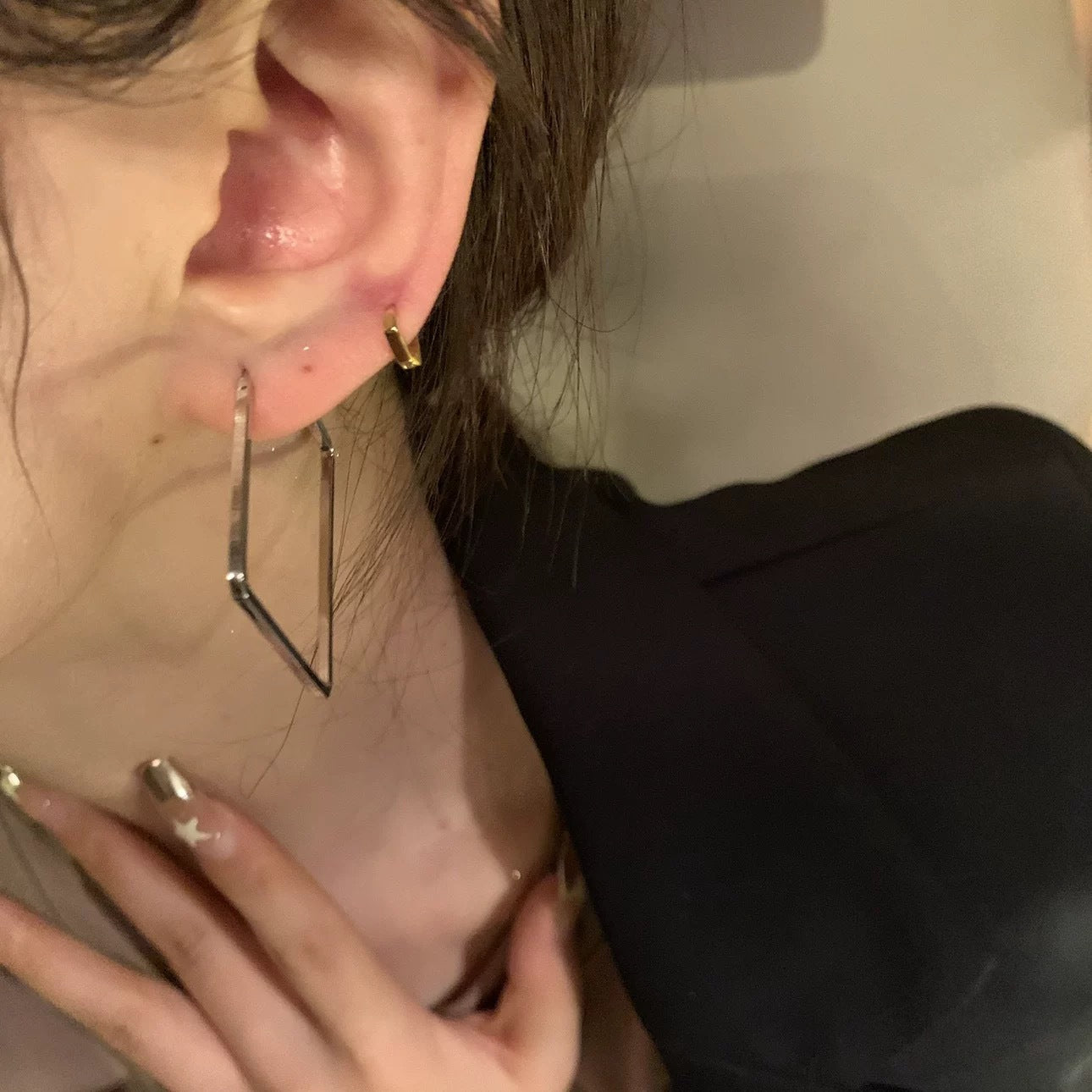 Wholesale Trendy Geometric Square Drop Earrings For Women 925 Silver Post Plated Metal Elegant Fashion Jewelry Accessory For Party And Daily Wear