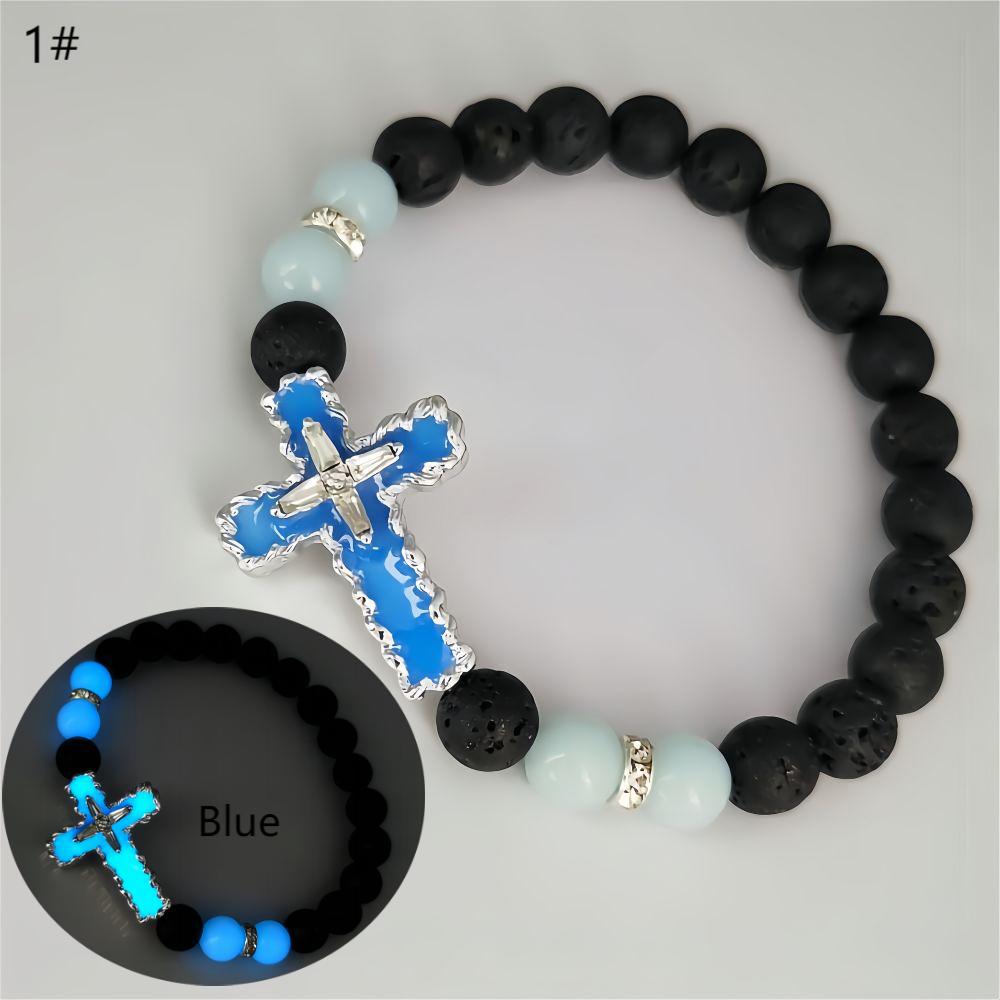 Wholesale  luminous alloy oil cross bracelet