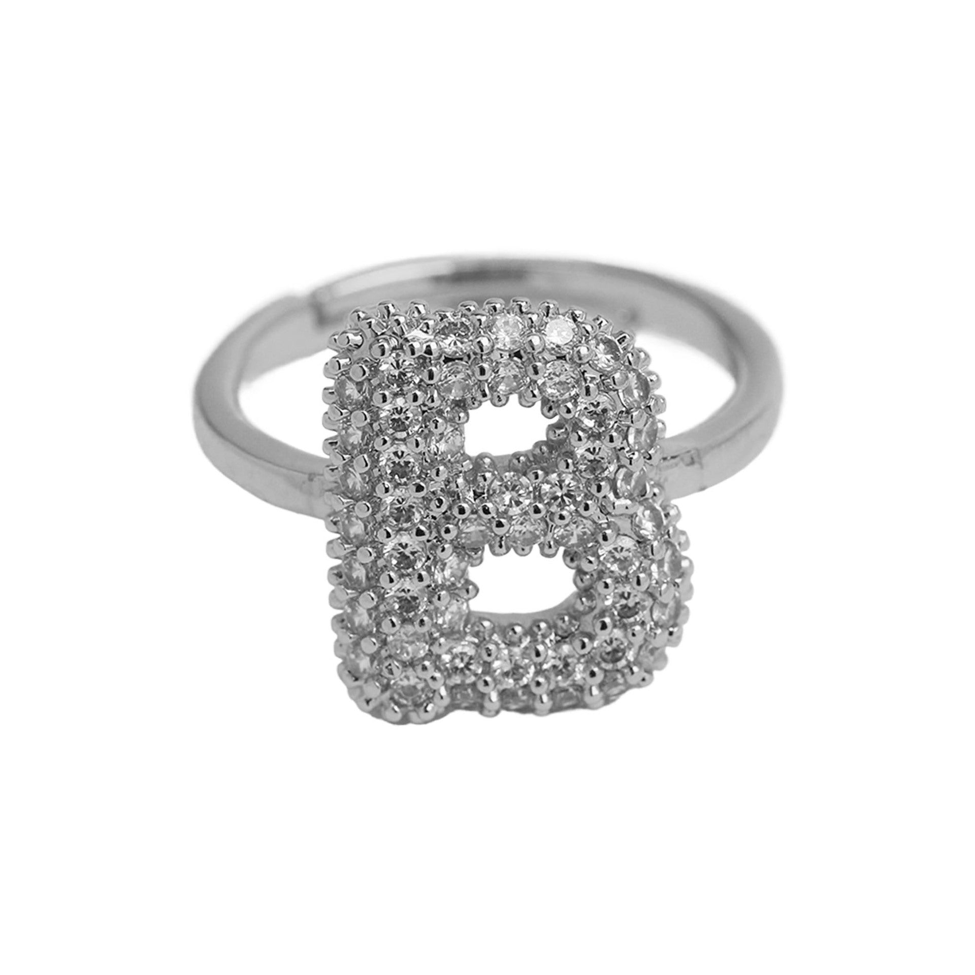 Wholesale  white gold balloon bubble cute 26 English letters open ring