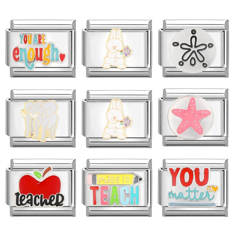 Wholesale Italian Charm Bracelet 9mm DIY Splicing Cute Cartoon Titanium Steel Composable Bracelet