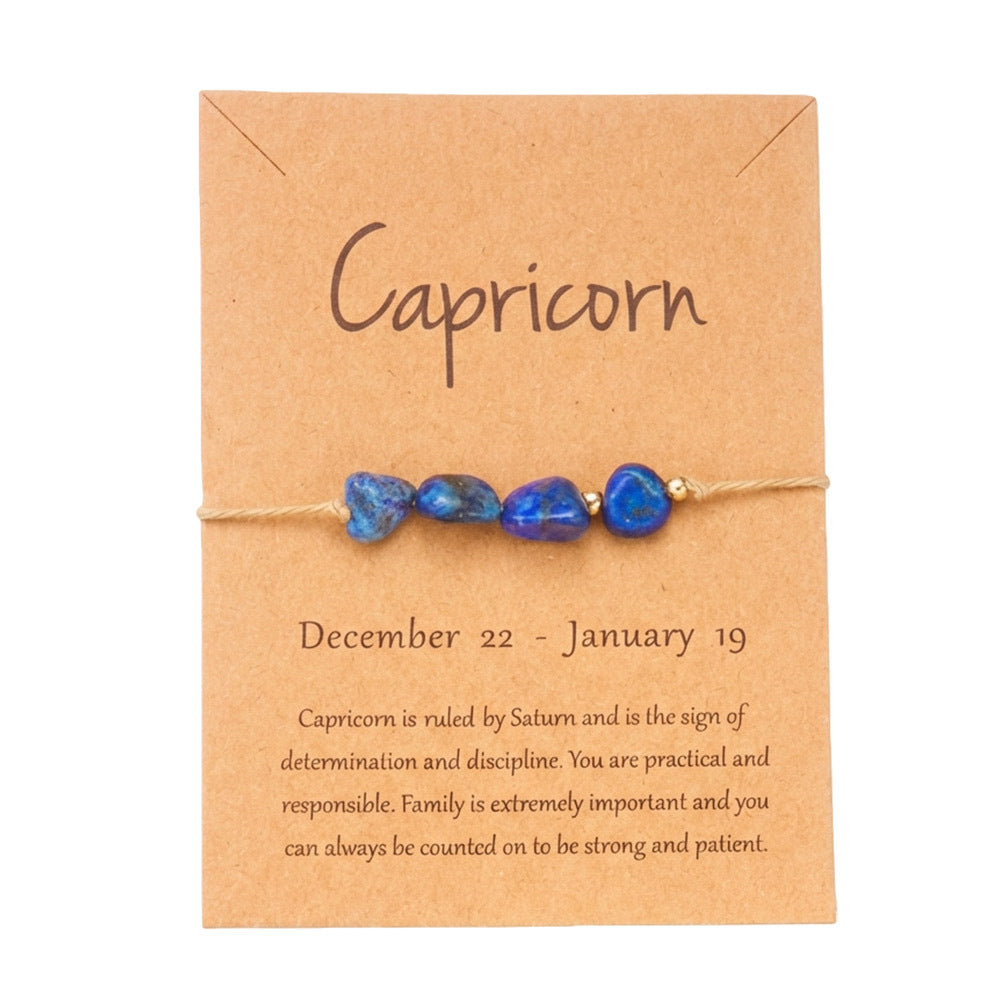 Wholesale Zodiac Natural Stone Handmade Adjustable Braided Bracelet Contion Theme Unisex Trendy Jewelry Gift