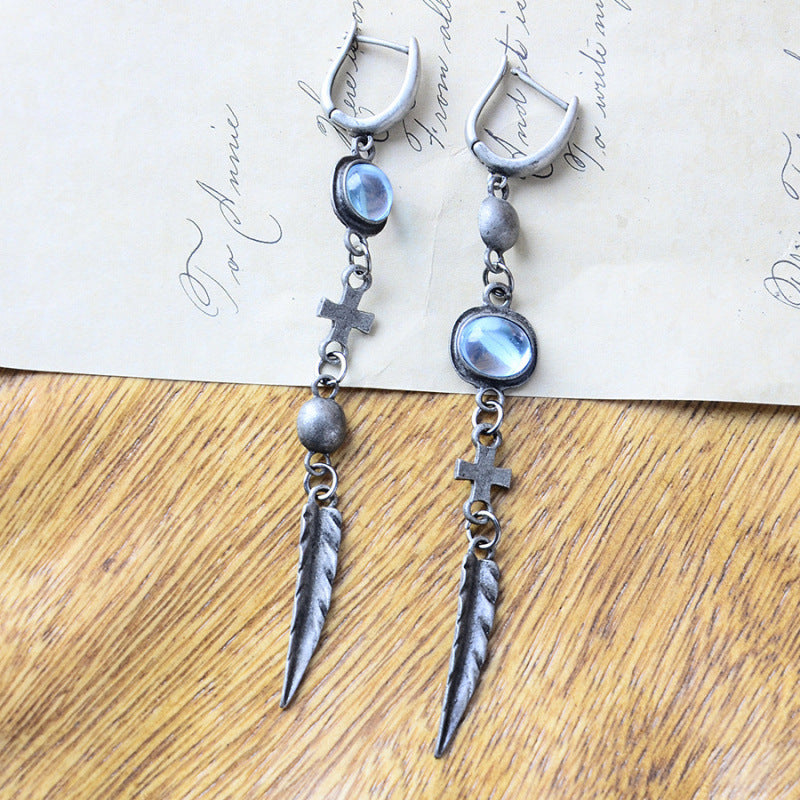 Wholesale Retro Bohemian Style Tassel Feather Pendant Earrings