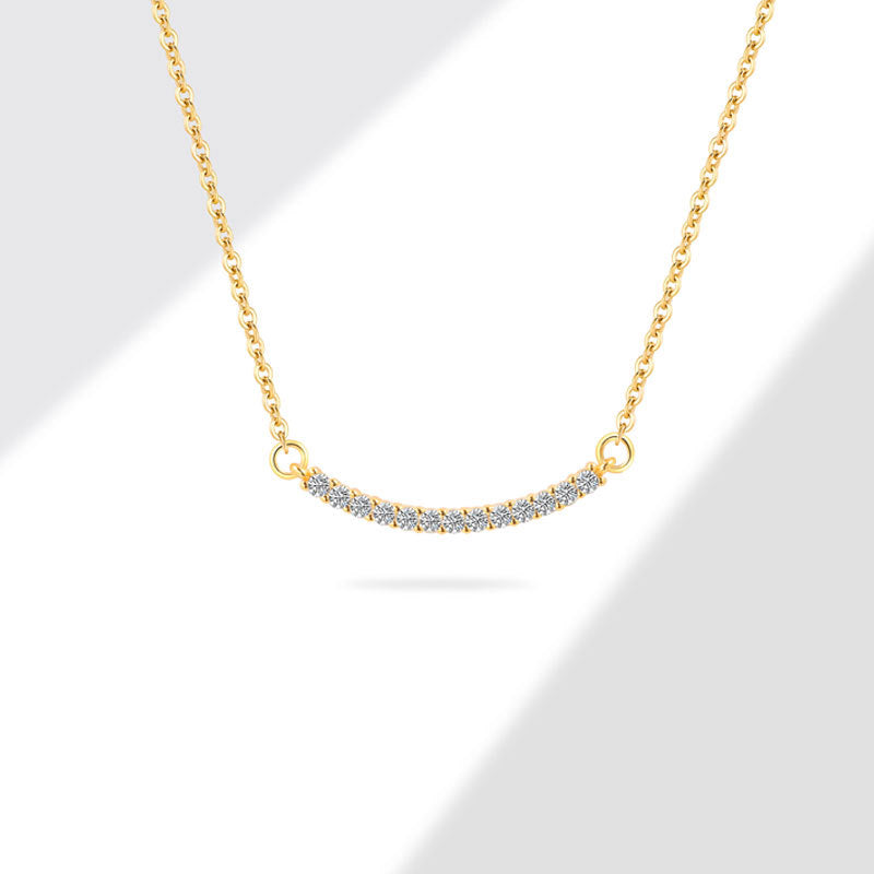 Wholesale S925 Sterling Silver Diamond-encrusted Smiley Face Necklace