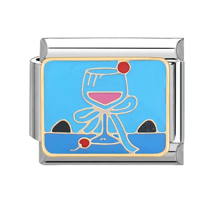 Wholesale Italian Charm Bracelet 9mm DIY Splicing Creative Pattern Stainless Steel Composable Bracelet