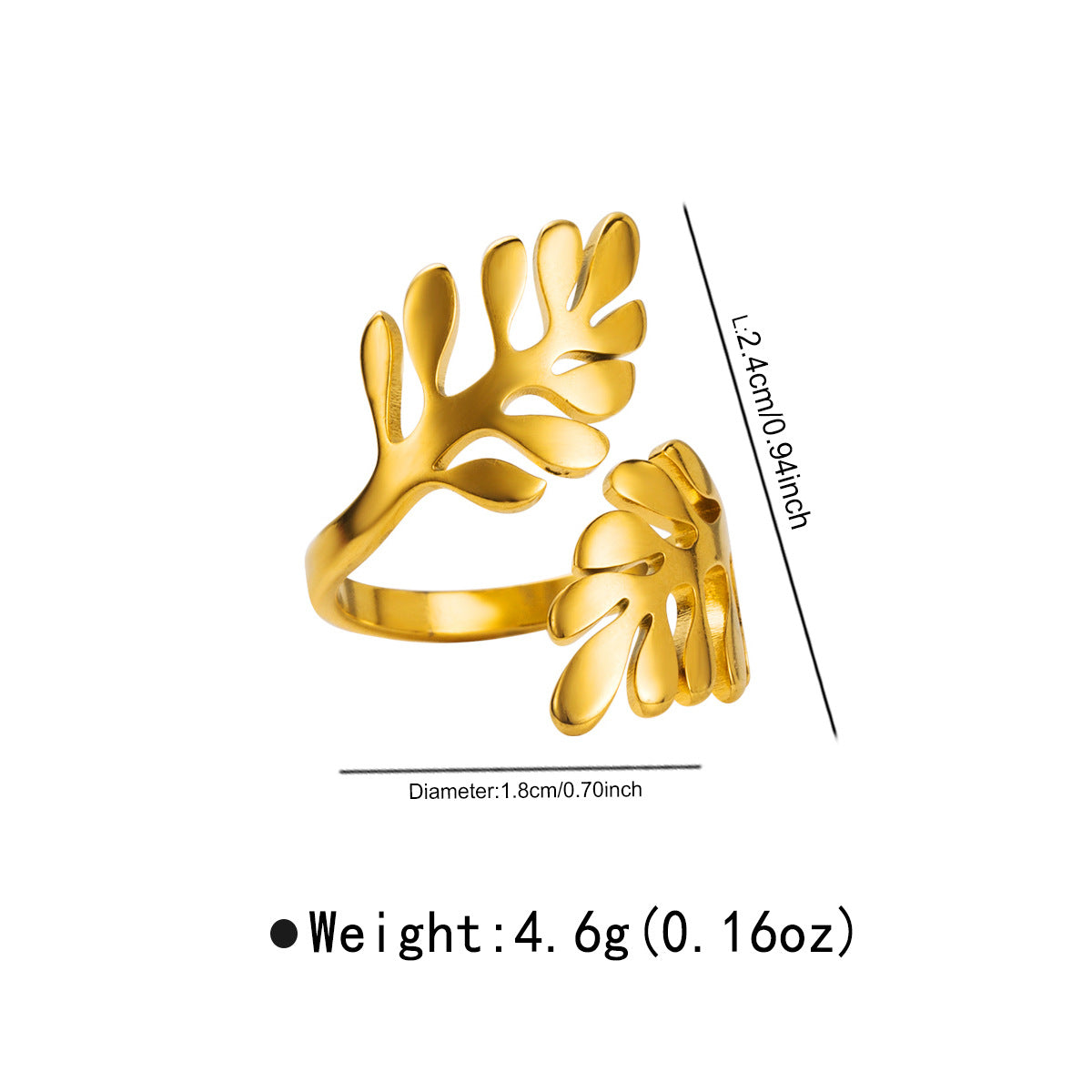 Wholesale Stainless Steel French Retro Personality  Design Leaf Ring
