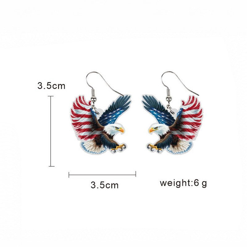 Wholesale  USA Independence Day Earrings Flag Butterfly Cow Finger Smiley Eagle Pendant Jewelry