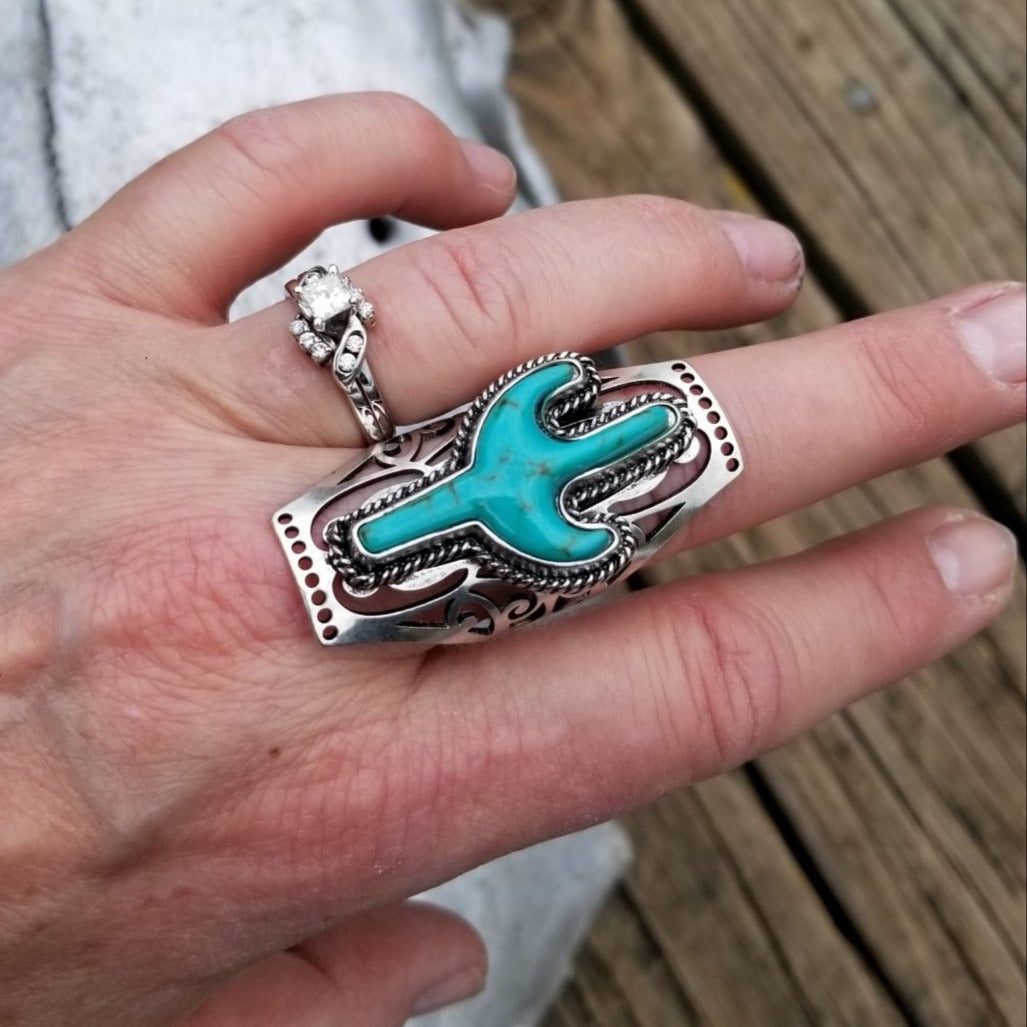 Wholesale Turquoise Cactus Hollow Ring