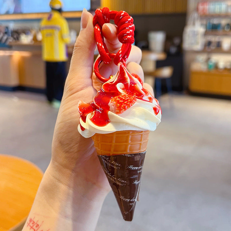 Wholesale Simulated Ice Cream Cone Keychain,  Chic Decorative Bag Charm Gift