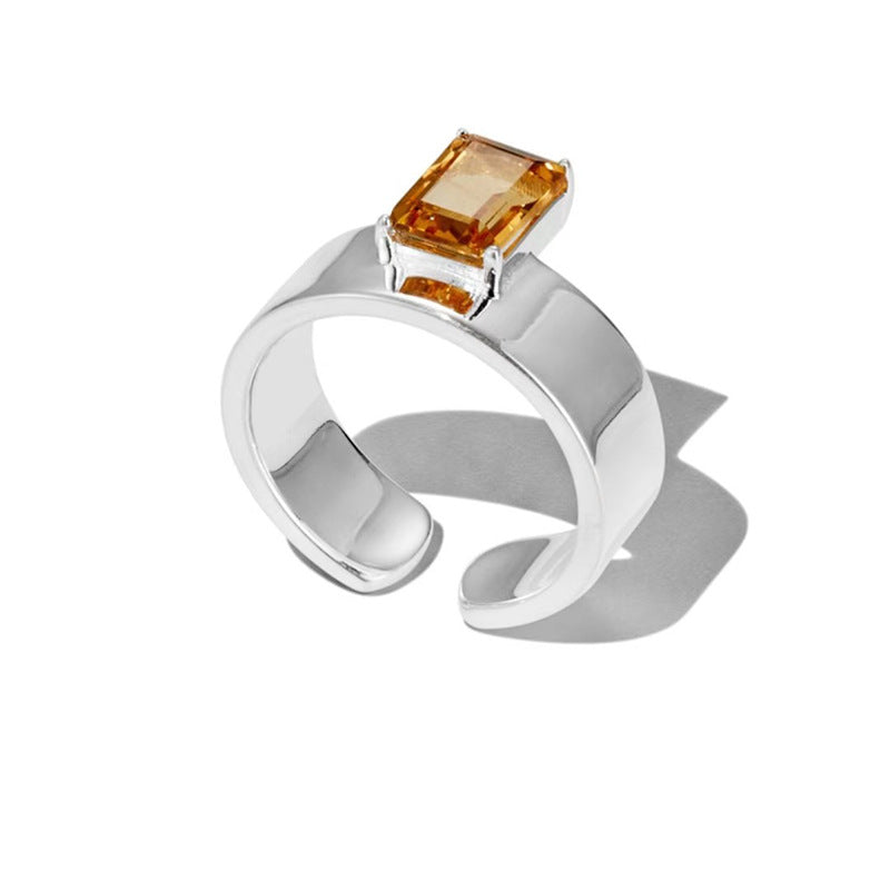 Wholesale S925 sterling silver natural citrine ring