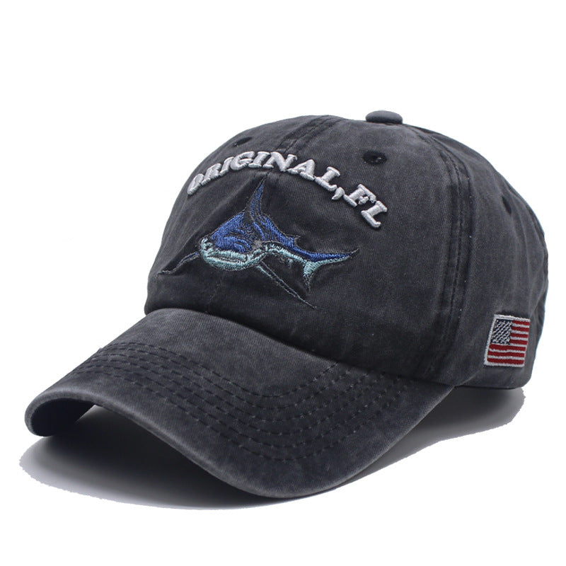 Wholesale  Washed Old Baseball Cap Letter Shark Baseball Cap