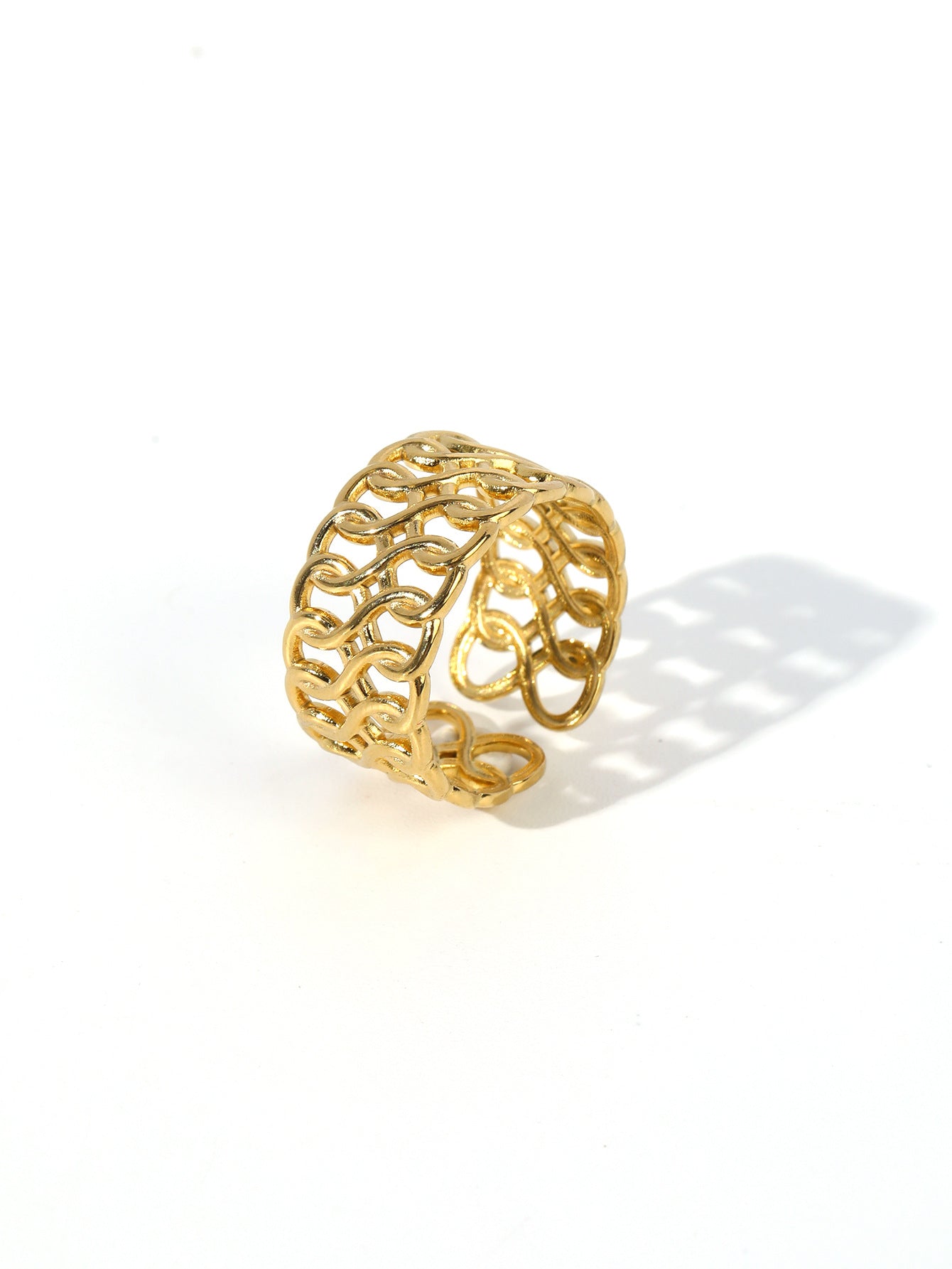 Wholesale Vintage Stainless Steel Ring 18k Gold Plated Leaf Love Rings ACC-RS-MuC008