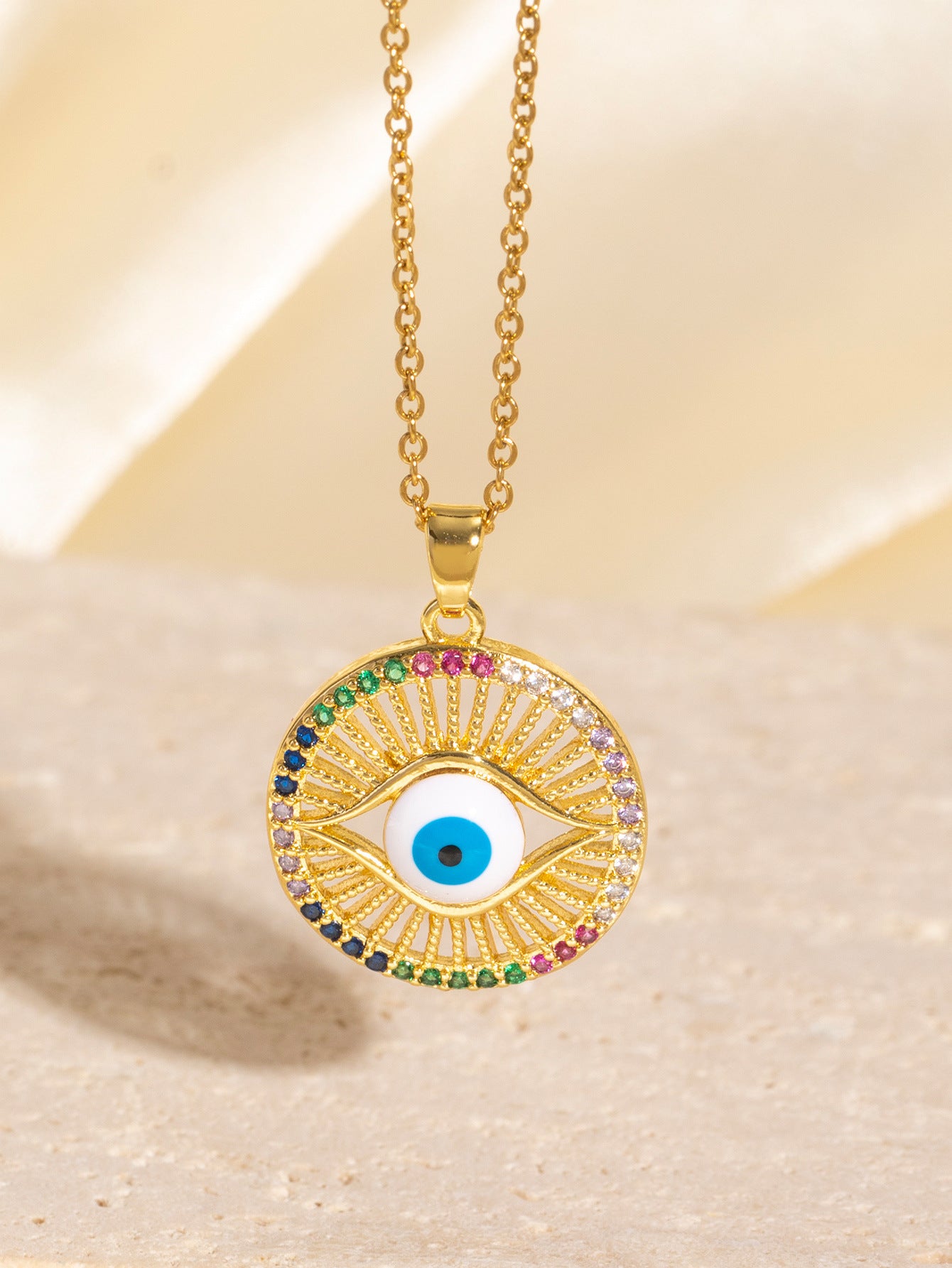 Wholesale Evil Eye Geometric Pendant Necklace,  Unisex Fashion Accessory,  Gift for Casual or Party Wear