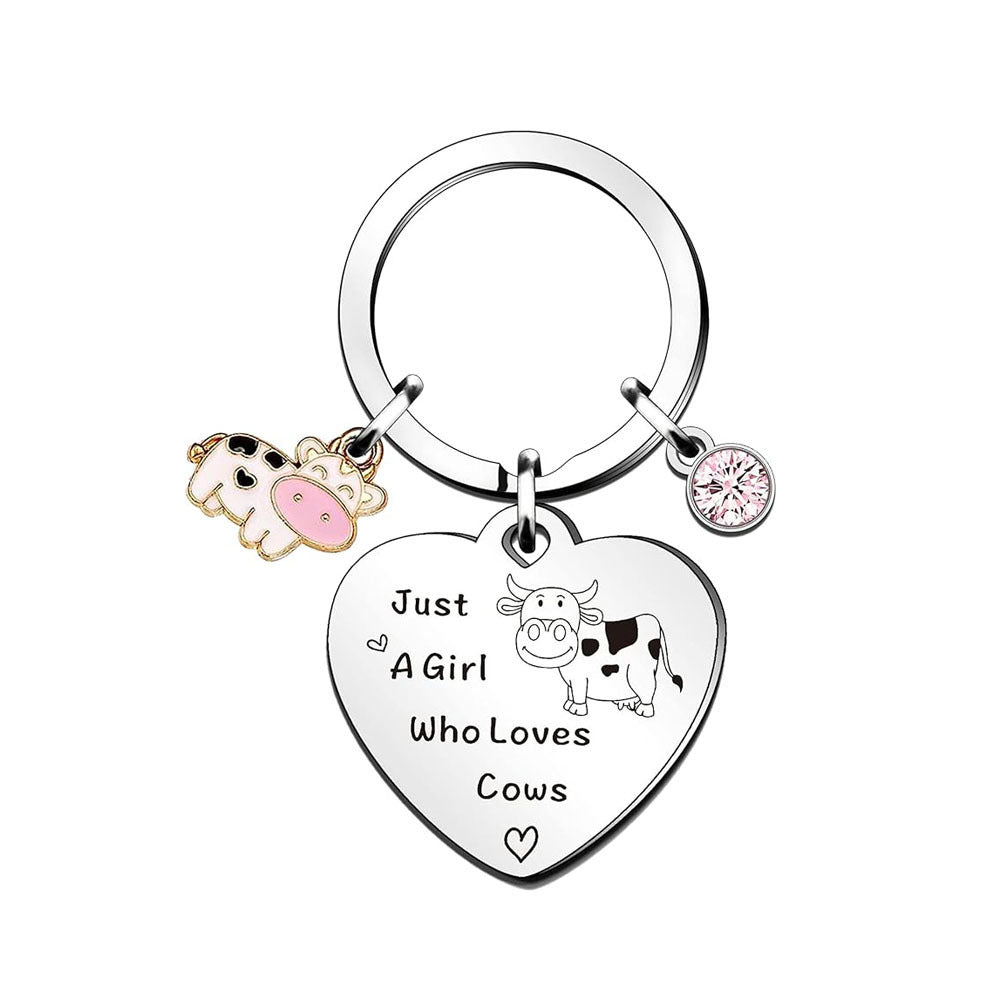 Wholesale Stainless steel cow pendant keychain