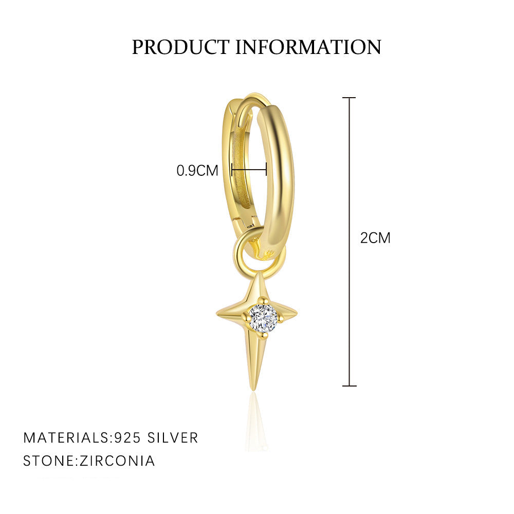 Wholesale S925 sterling silver diamond unique star earrings