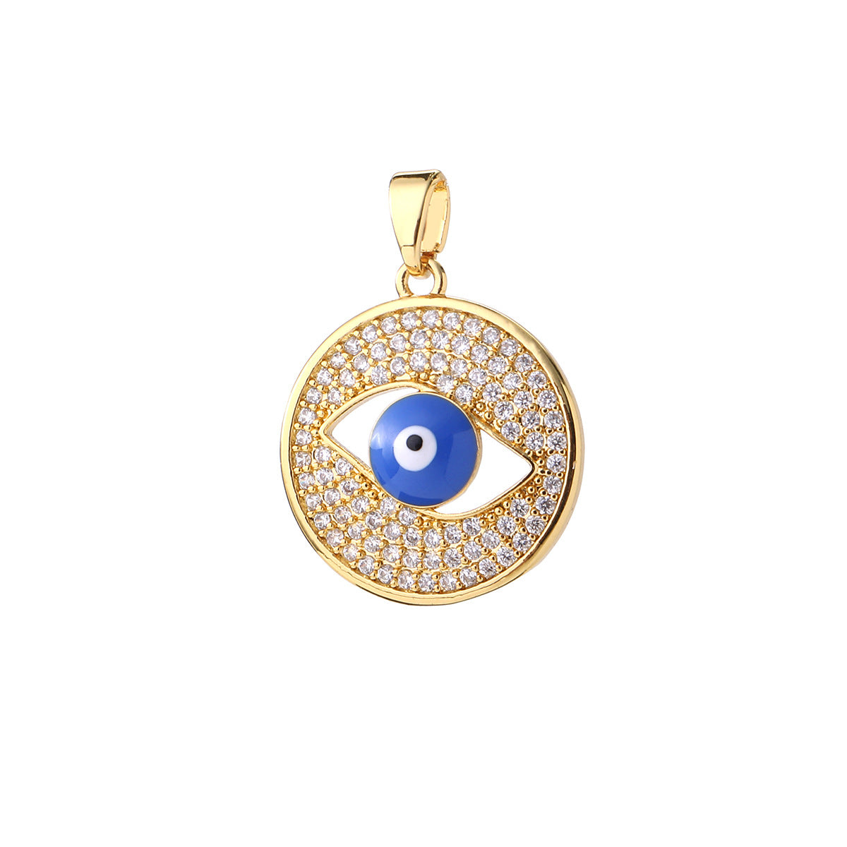 Wholesale Fashion Boho Evil Eye Gold Plated Brass Zircon Pendant For DIY Necklace Making Boutique Resale