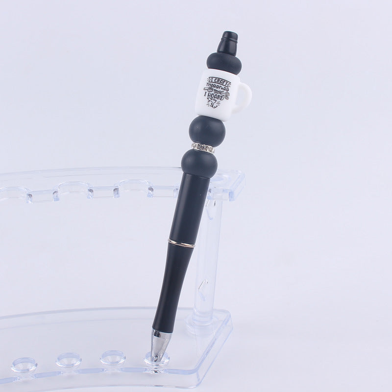 Wholesale  beaded pen creative handmade cartoon cup silicone beaded pen
