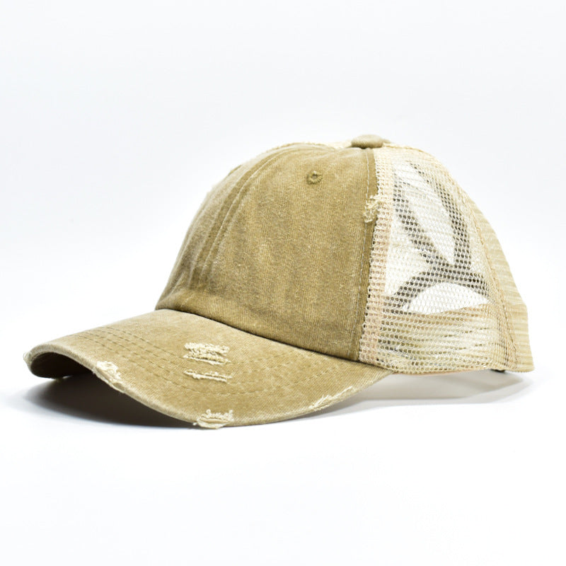 Wholesale Mesh Hat Cotton Ripped Ponytail Baseball Cap ACC-HT-XinMao001