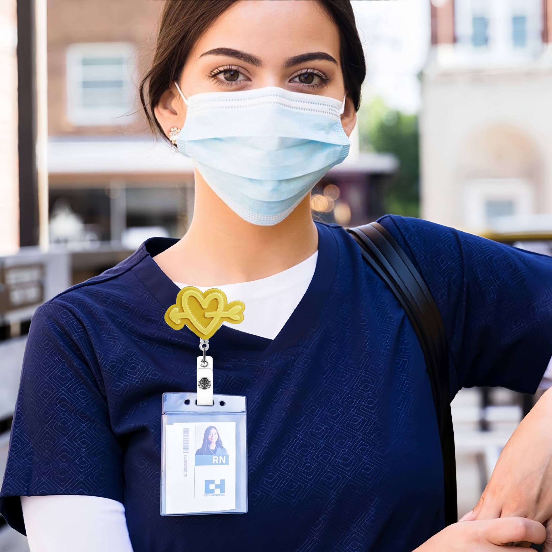 Wholesale Colorful 3D Double-layer Heart-shaped Acrylic Retractable Clip Badge Keychain