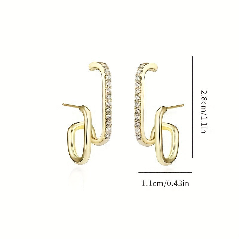 Wholesale  rhinestone U-shaped stud earrings