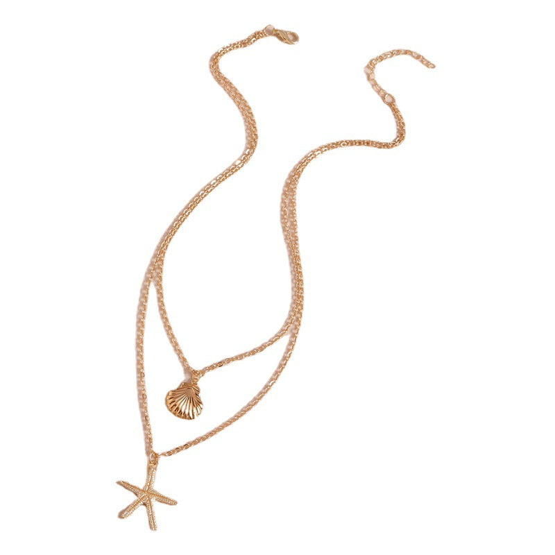 Wholesale Beach Shell Starfish Five-pointed Star Double Necklaces ACC-NE-YueSen001