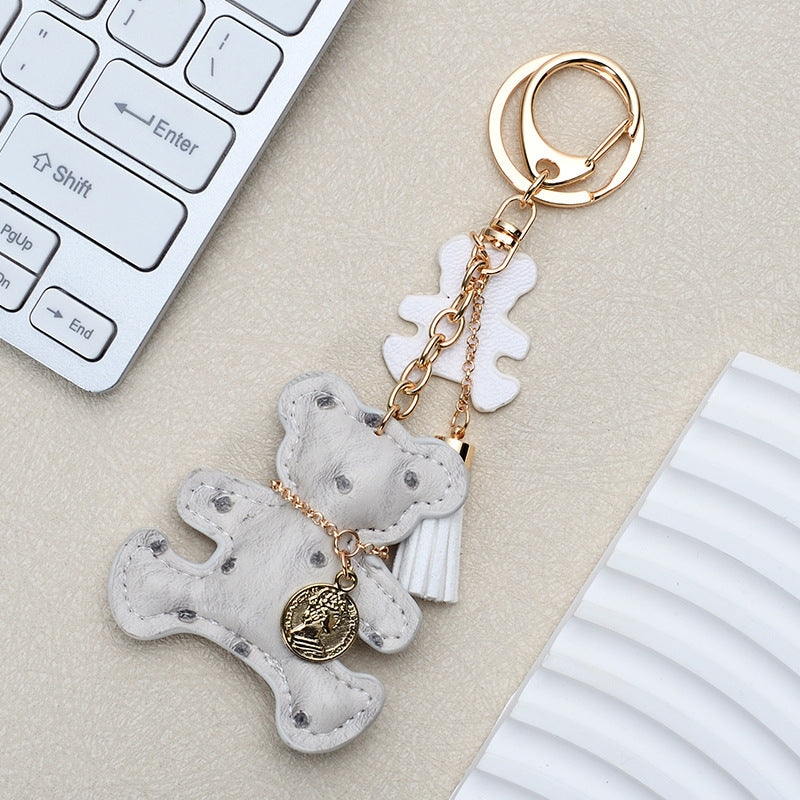 Wholesale Chic White Leather Bear Keychain - Decorative Bag Charm &  Car Key Accessory