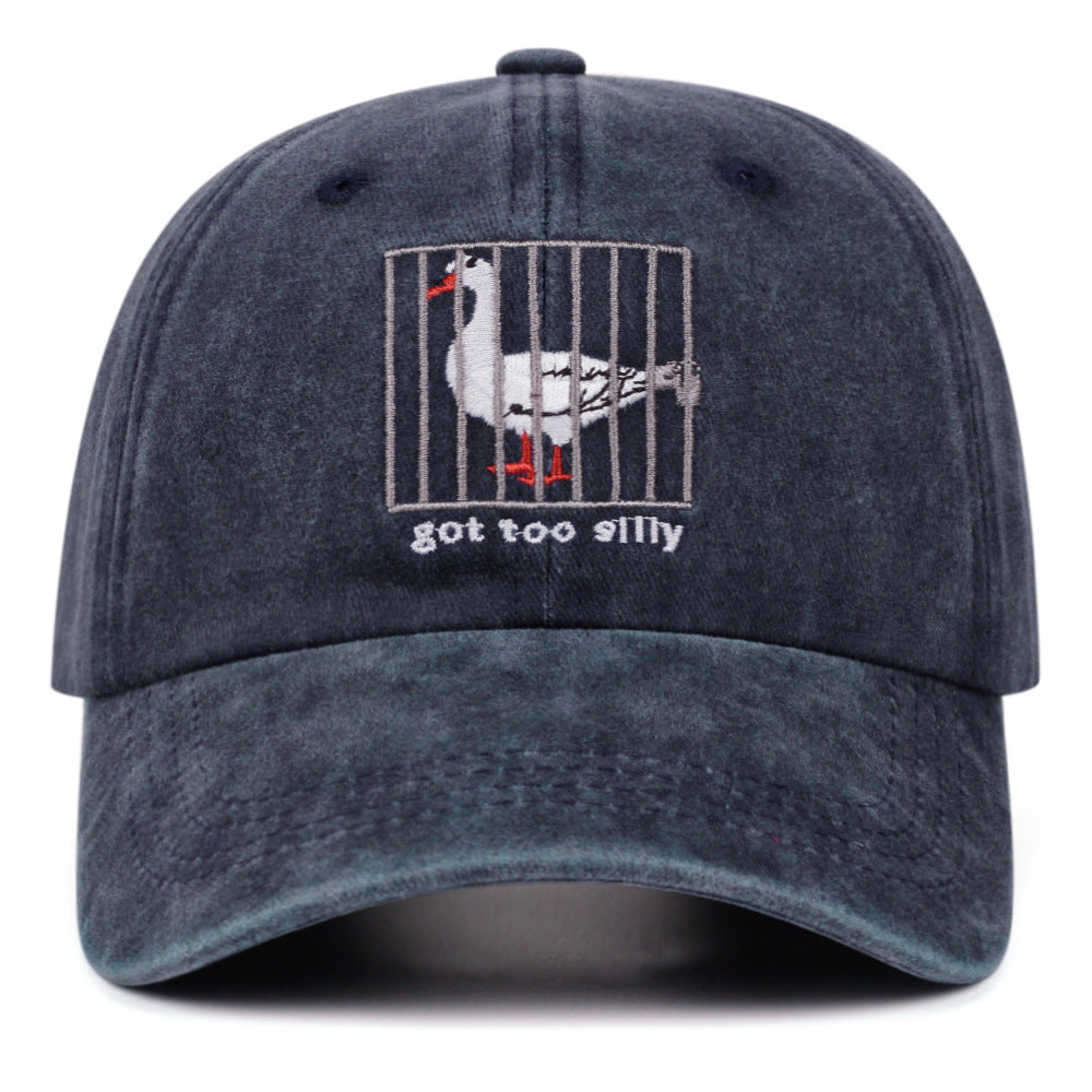 Wholesale Silly Goose Embroidered Vintage Denim Baseball Cap Adjustable Casual Soft Cap For Everyday Wear