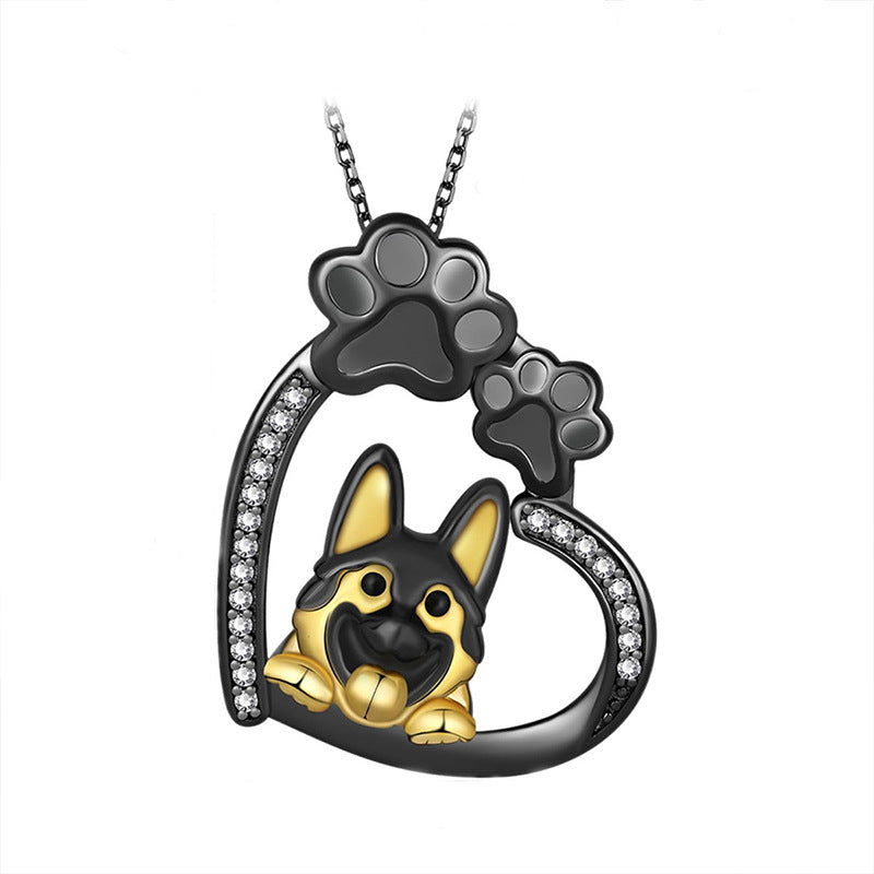 Wholesale  Black Dog Paw Love Diamond Necklace