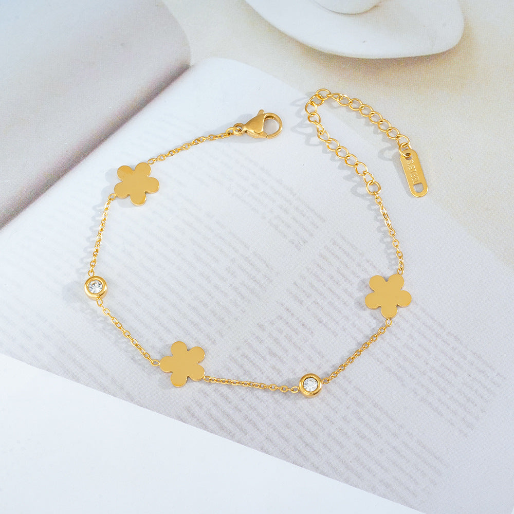 Wholesale Korean-Inspired Titanium Steel Zircon Bracelet - Chic Fashion Accessory for Gift or Boutique Resale