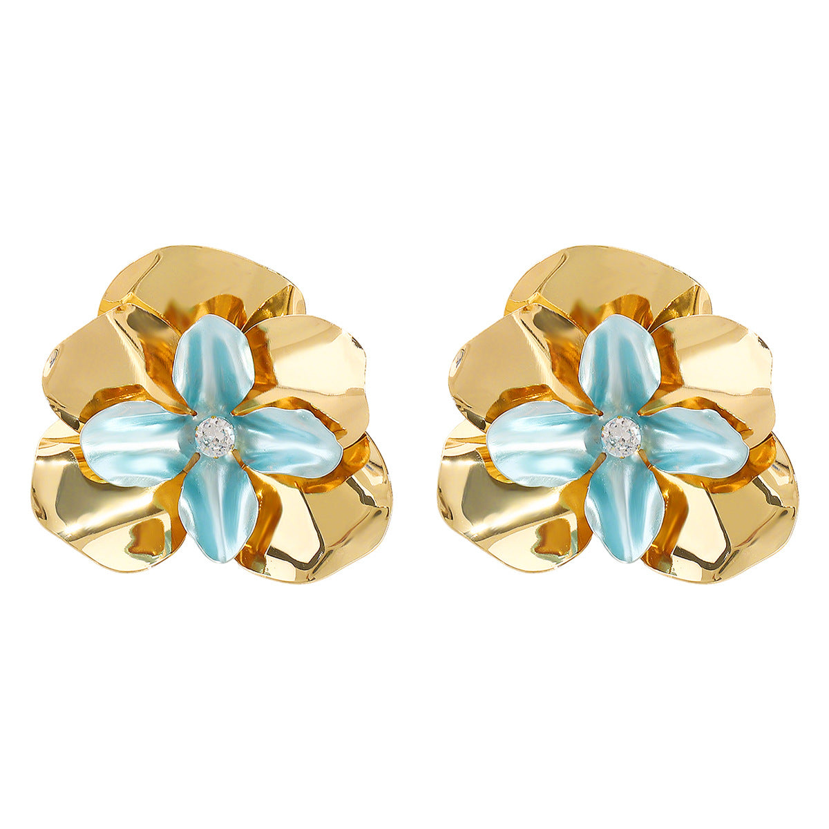 Wholesale niche design freesia earrings small fresh flower simple metal style earrings