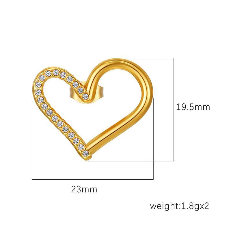 Wholesale Stainless steel Heart-Shaped Diamond Stud Earrings