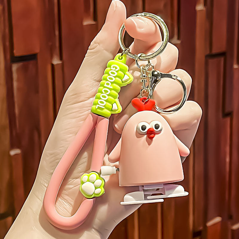 Wholesale Decompression Spring Chicken Plastic Keychain ACC-KC-Zhicheng002