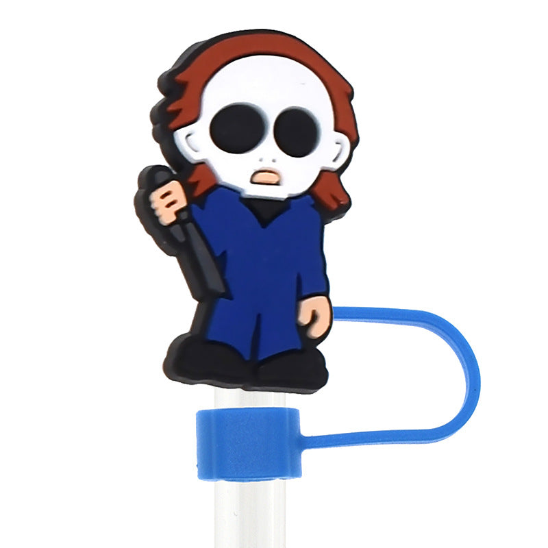 Wholesale Random 100pcs Halloween 10mm PVC Soft Straw Tube Cap ACC-SCR-RYY080