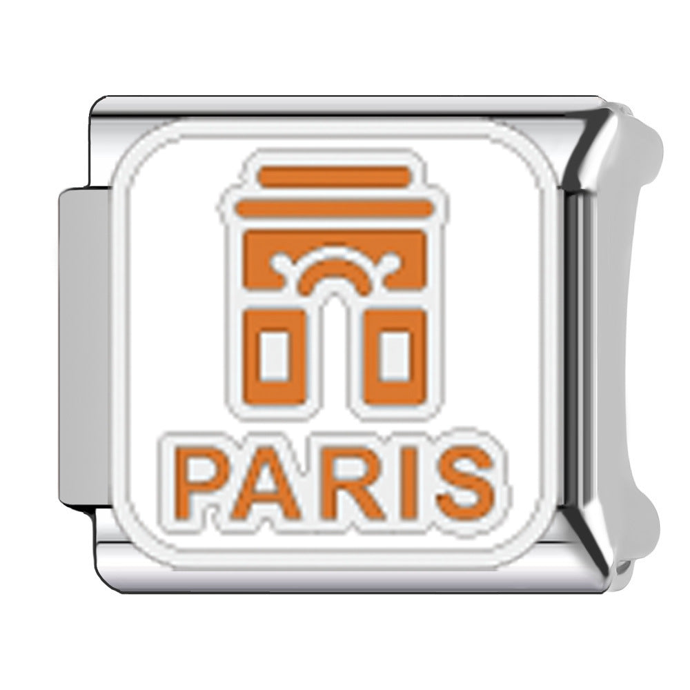 Wholesale   Italian Charm Bracelet 9mm DIY Egyptian pyramid landmark Creative Stainless Steel Composable Bracelet