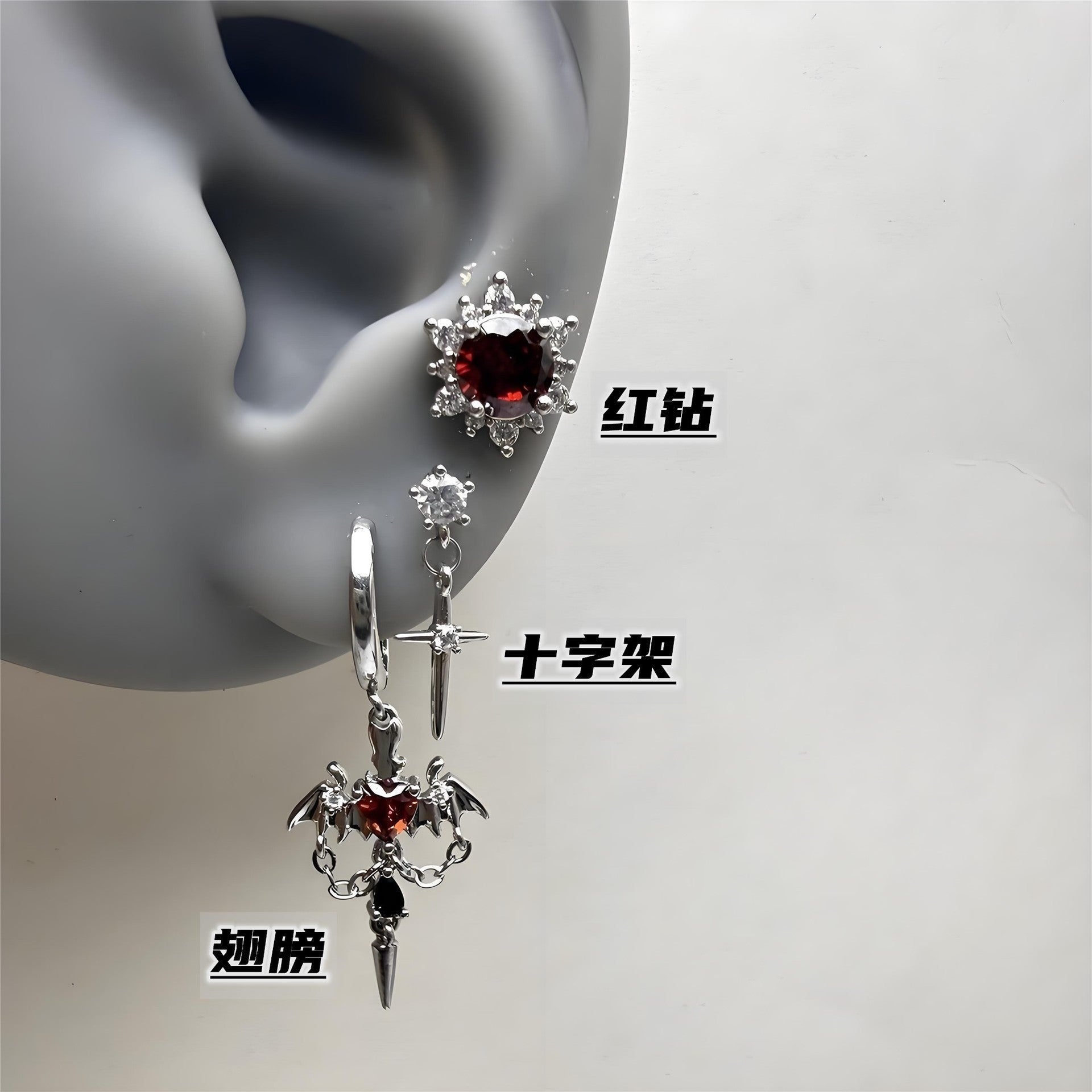 Wholesale Gothic Bat Wing Pendant Earrings,  Zinc Alloy Electroplated,  Stylish Dark Fashion Jewelry