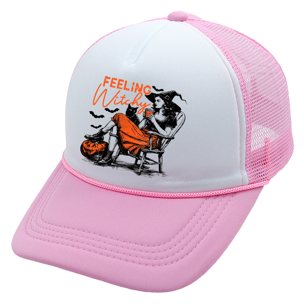Wholesale Trucker Hat Halloween Pumpkin Witch Baseball Cap Printed Mesh Cap ACC-HT-HaiPu014