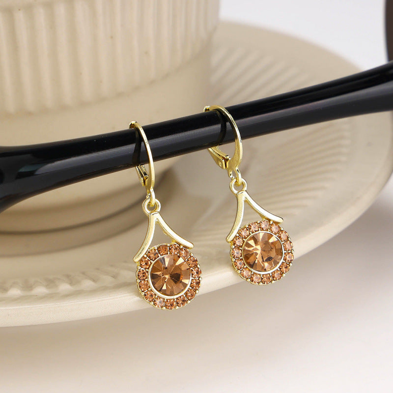 Wholesale Super flash personality diamond geometric round earrings