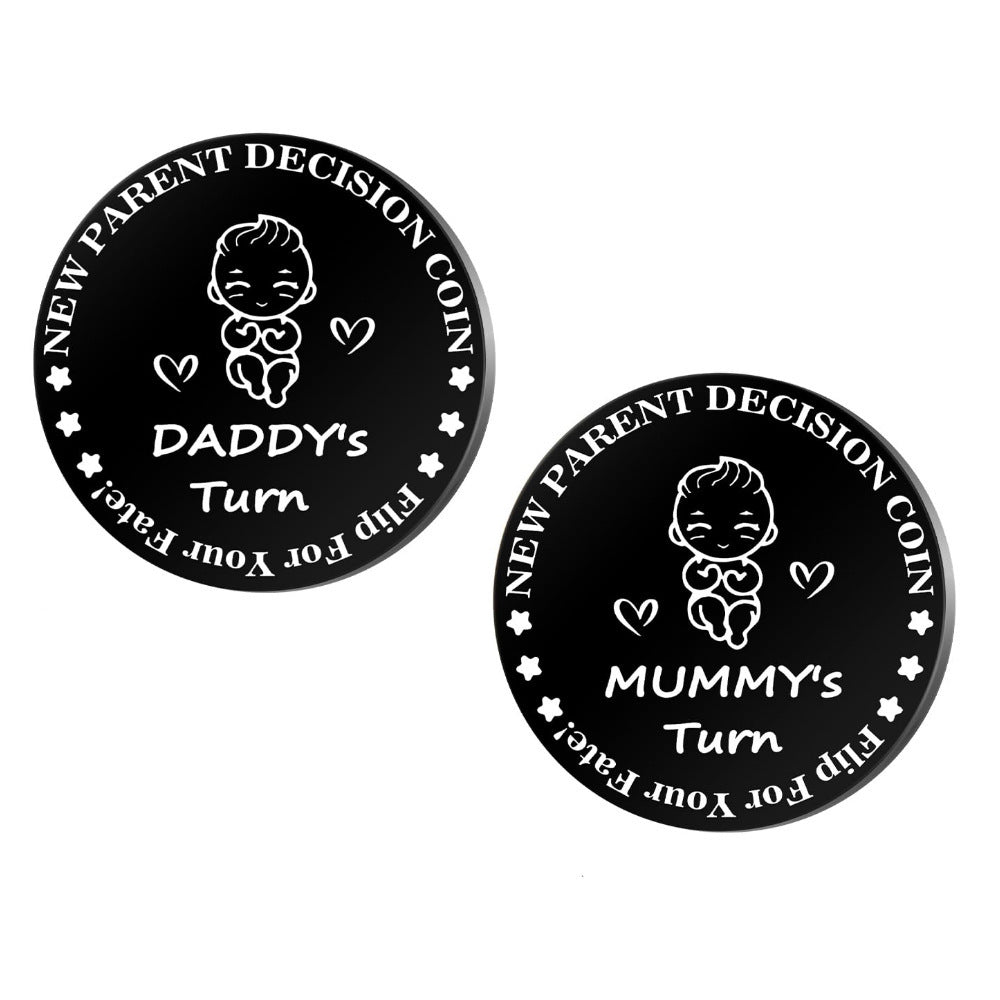 Wholesale Stylish Titanium Steel Commemorative Coin Keychain Family Fun Game Decorative Accessory For Gift Resale