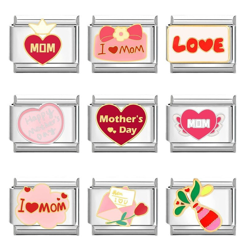 Wholesale Italian Charm Bracelet 9mm DIY Splicing Mother's Day Series Stainless Steel Composable Bracelet