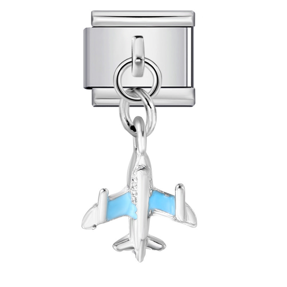 Wholesale  Italian Modular Oval ButterflyTitanium Steel DIY Bracelet