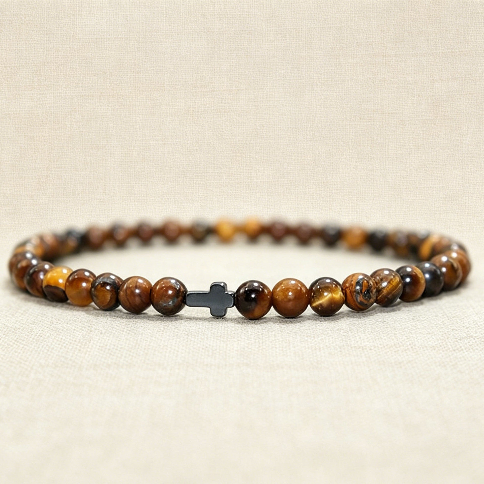 Wholesale Nordic Style Natural Stone Bracelet with Cross Pendant,  Handmade Beaded Jewelry Accessory